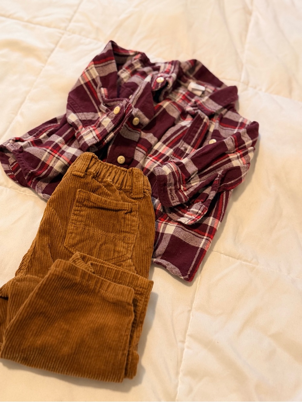 GAP Burgundy and White Plaid Button-Down Shirt